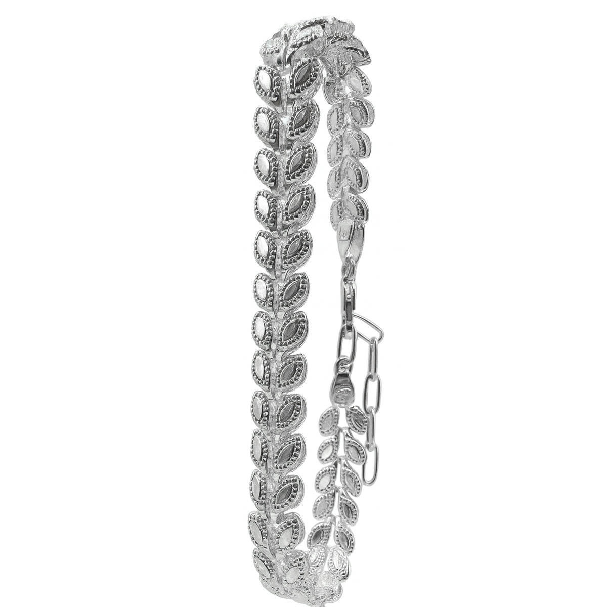 Pulsera Doble Hoja Bombeada Plata .925