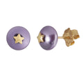 Broquel Inspirado Osos 1.1 Perla Morada Natural con Estrella Plata .925 con Baño de Oro 18k