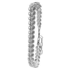 Pulsera Doble Hoja Bombeada Plata .925