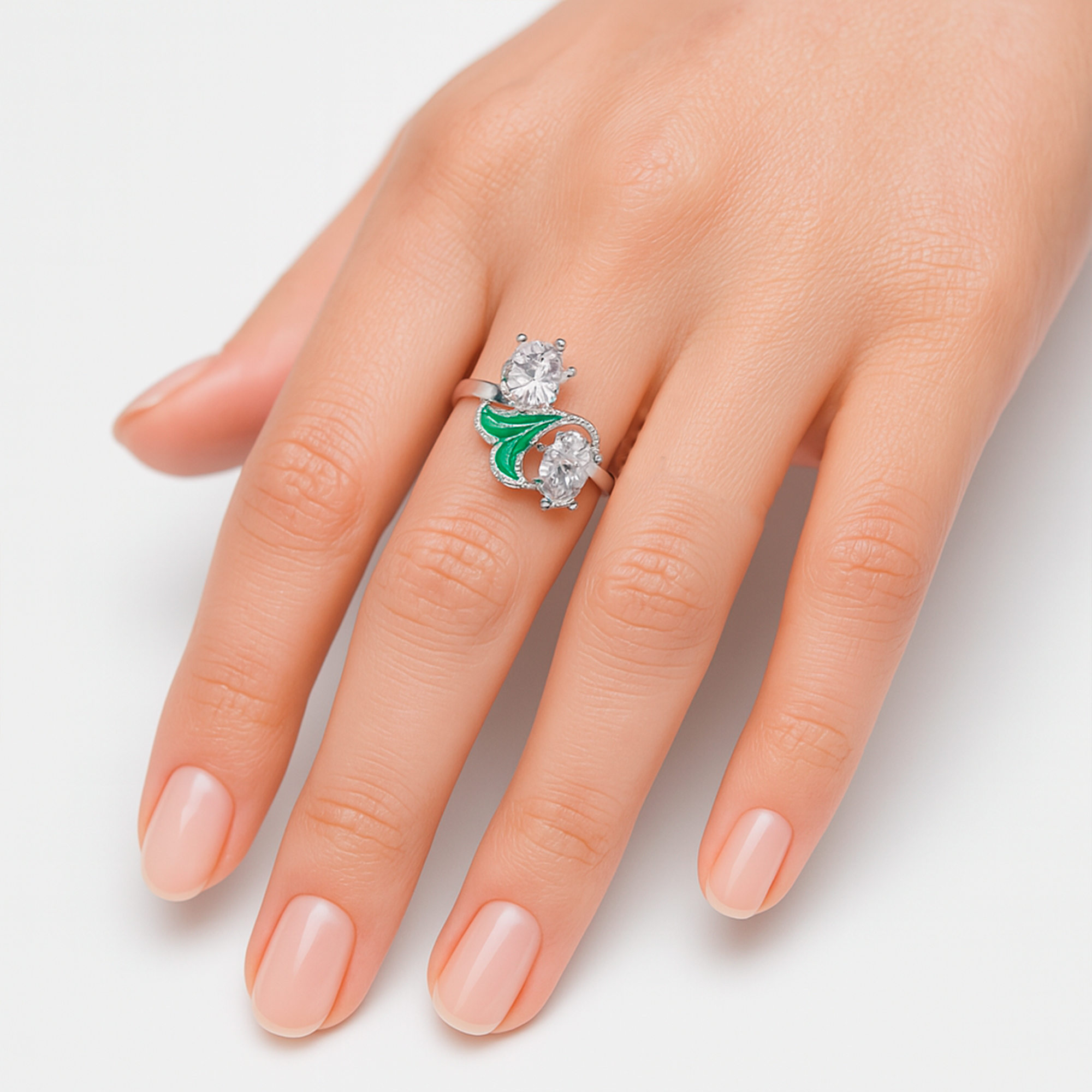 12Anillo Estilo Flor Plata .925
