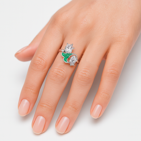 12Anillo Estilo Flor Plata .925