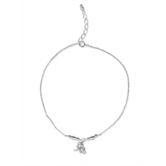 Tobillera Dije de Libélula con Bolita Diamantada y Cadena Eslabones Plata .925