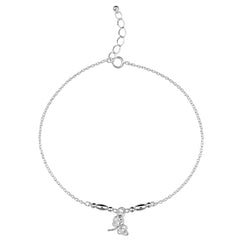 Tobillera Dije de Libélula con Bolita Diamantada y Cadena Eslabones Plata .925