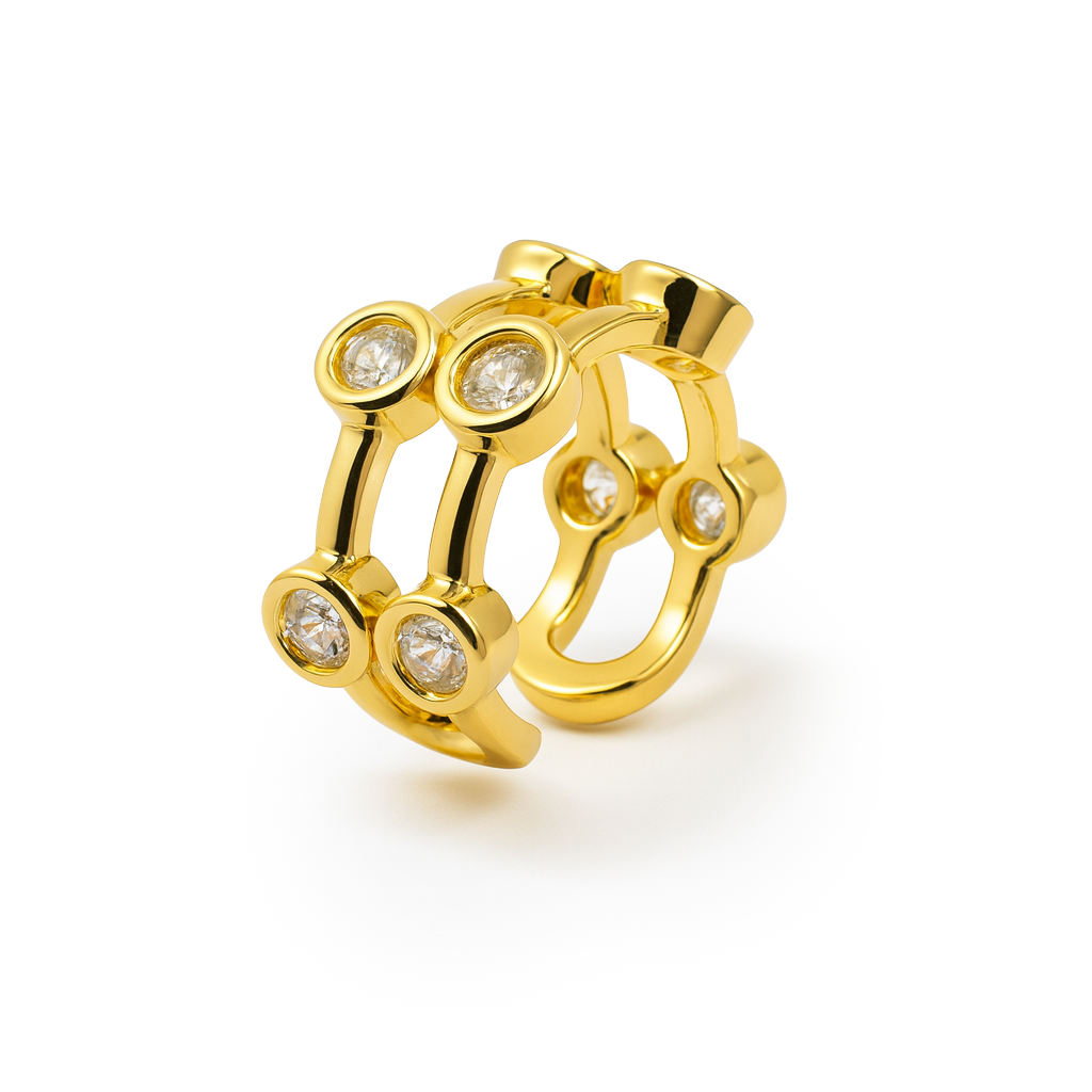 Grapa Circonias Plata .925 con Baño de Oro