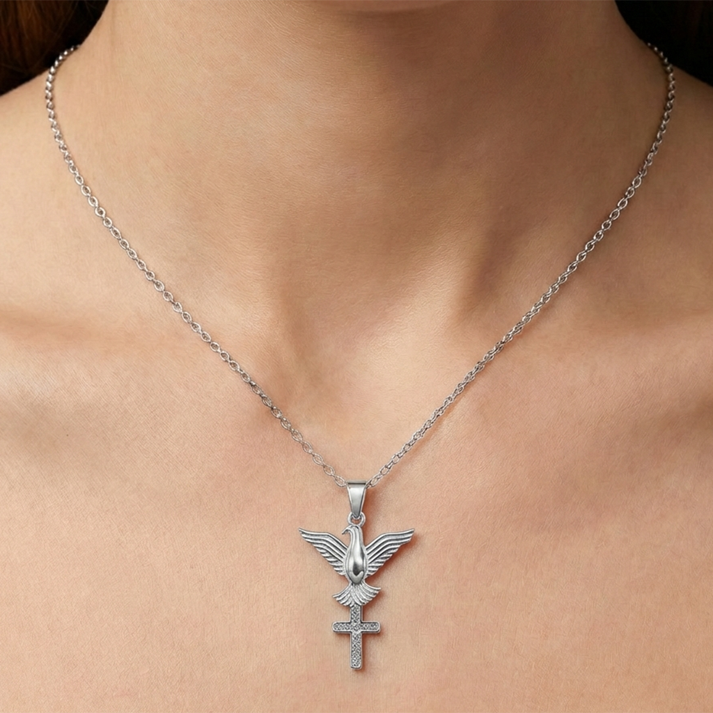 Dije Cruz Espiritu Santo con Micro Circonias Plata .925