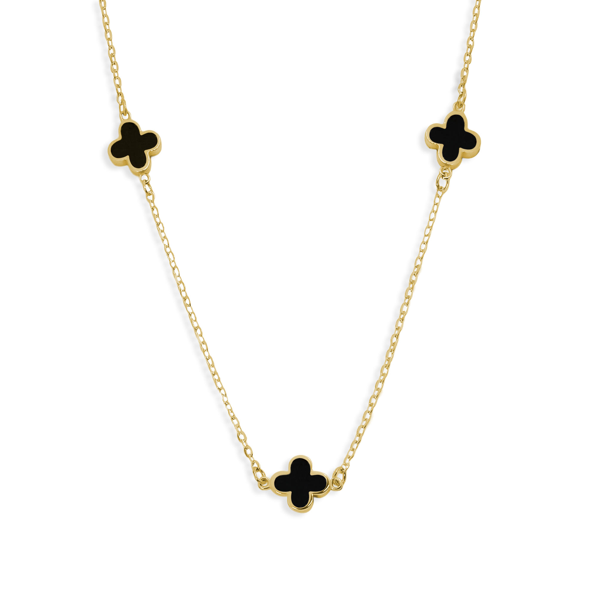 Collar 5 Flores Inspirado Van C Onix Oro 10K