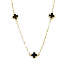 Collar 5 Flores Inspirado Van C Onix Oro 10K