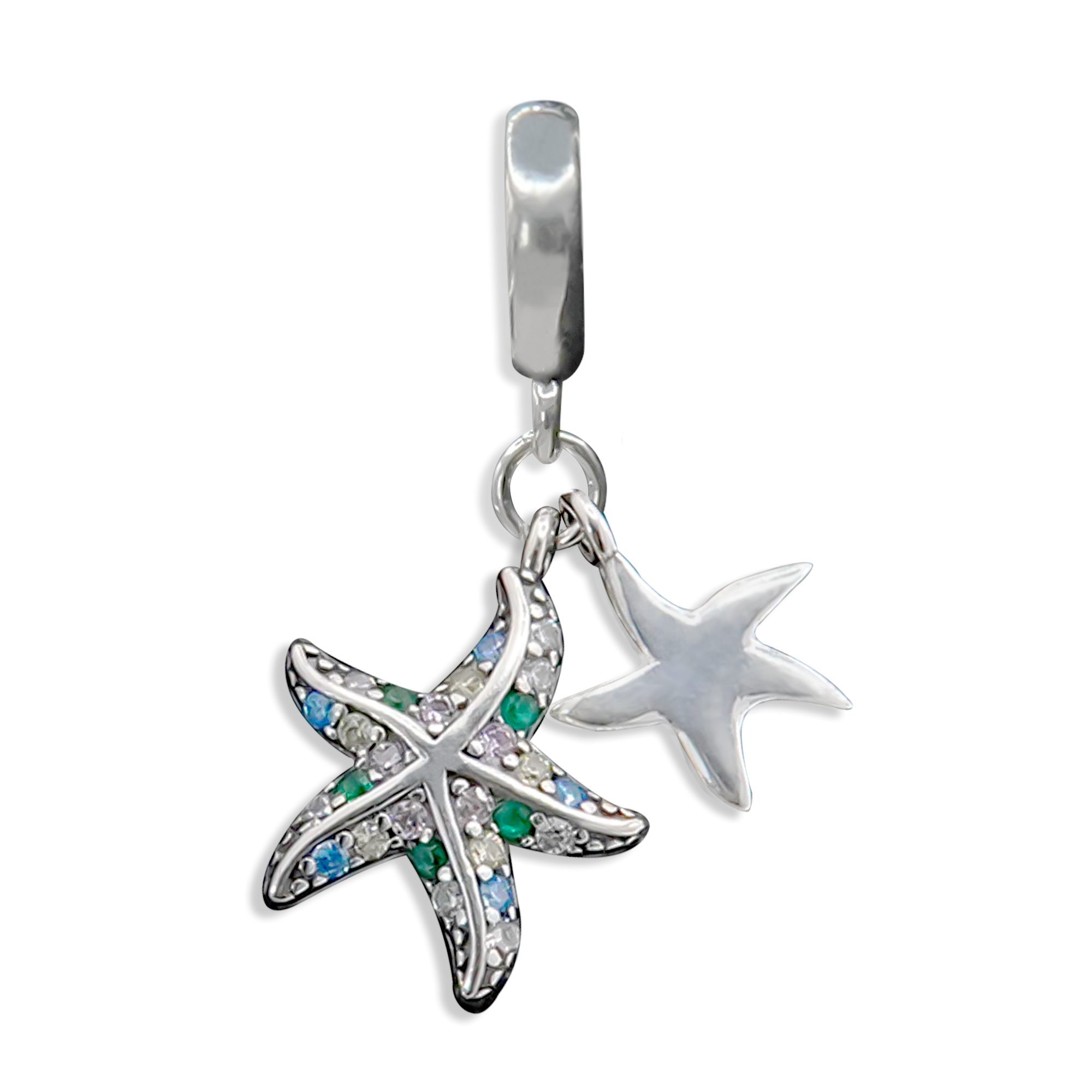 Charm Inspirado Pan 1:1 Estrellas de Mar con Micro Circonias Plata .925