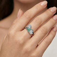 Anillo Circonias con Esmalte Plata .925 con Baño de Rodio