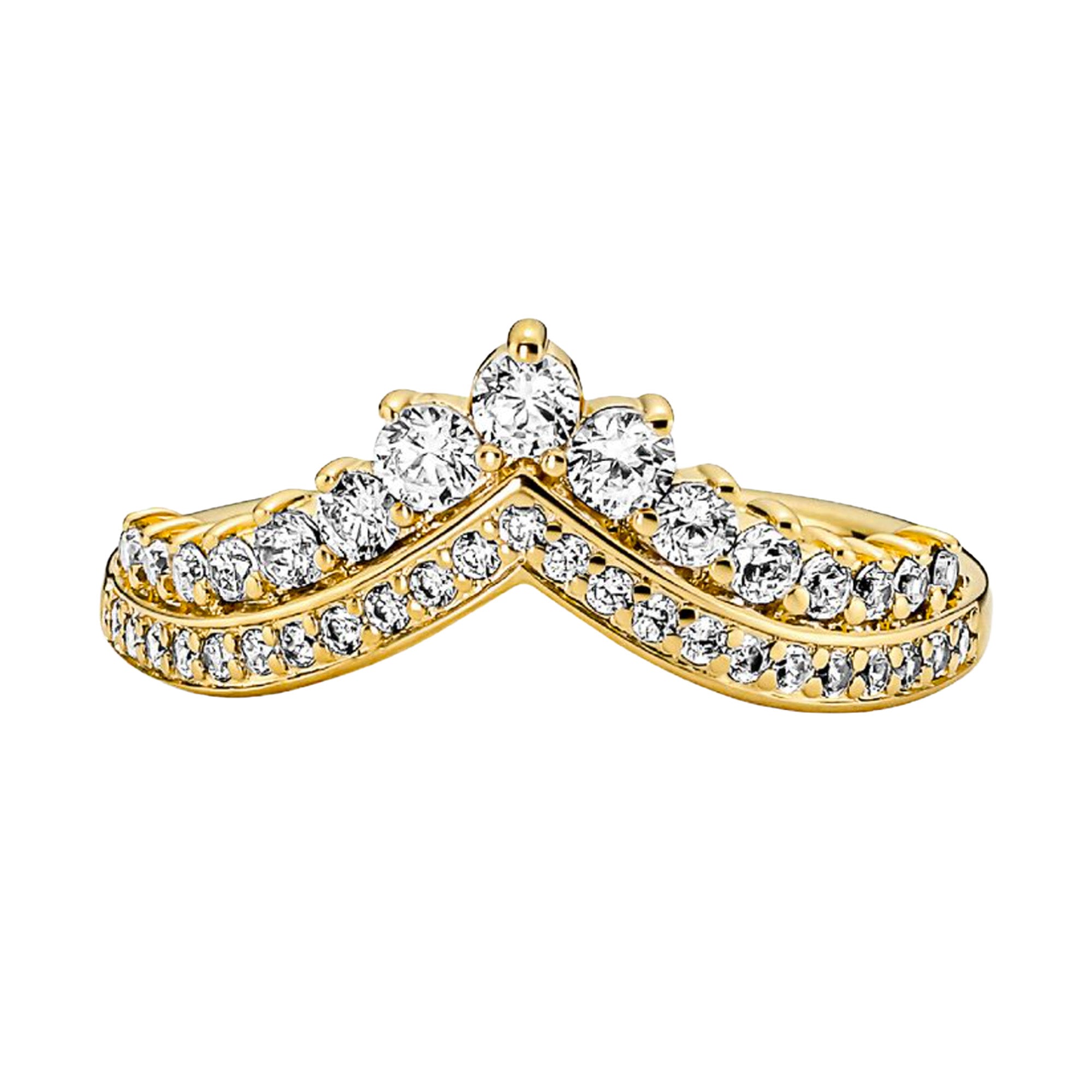 Anillo Inspirado Pan 1.1 Tiara de los Deseos Plata .925 con Baño de Oro 18k