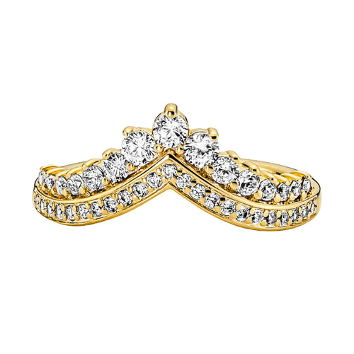 Anillo Inspirado Pan 1.1 Tiara de los Deseos Plata .925 con Baño de Oro 18k
