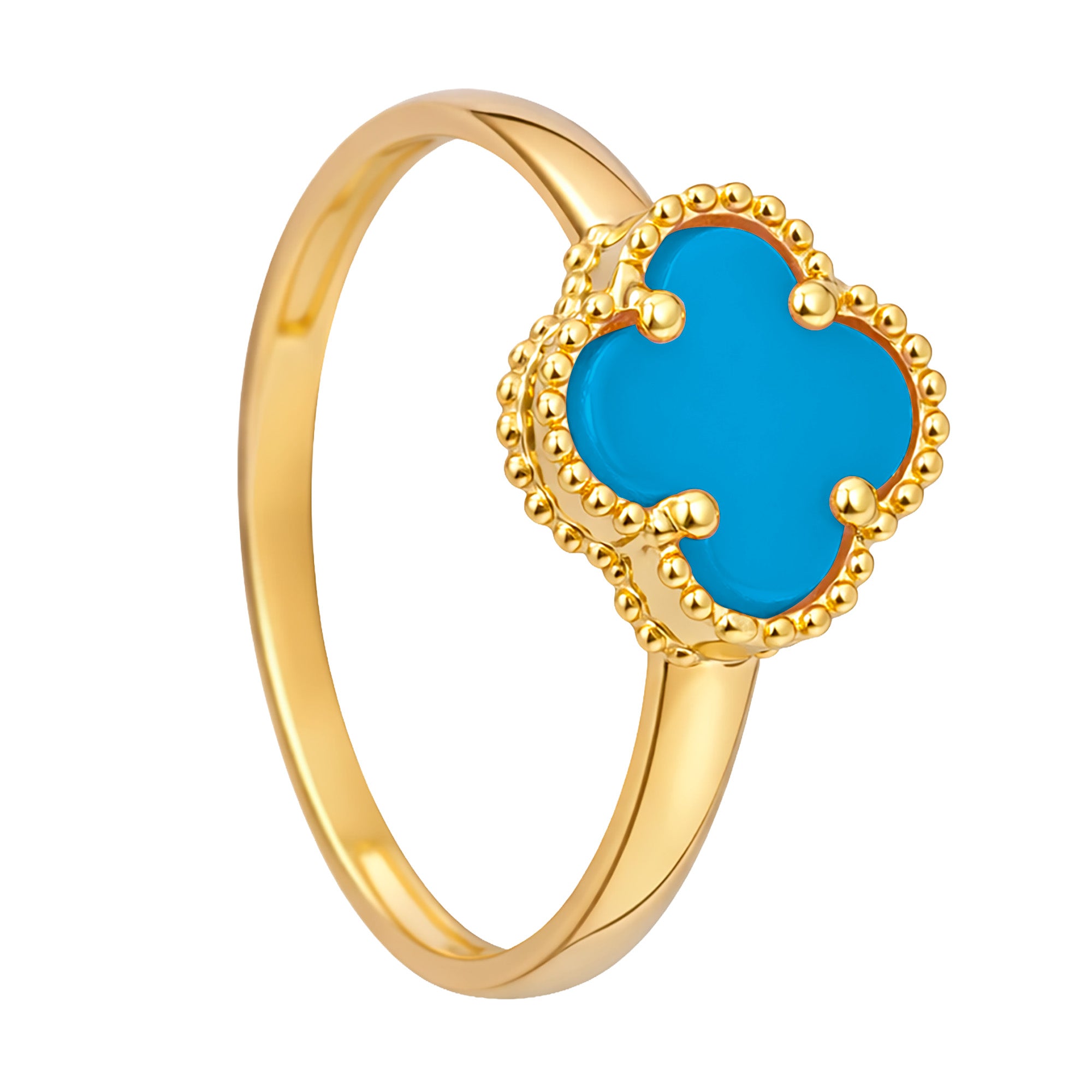 Anillo Inspirado Van C Piedra Comprimida Azul Oro 10K