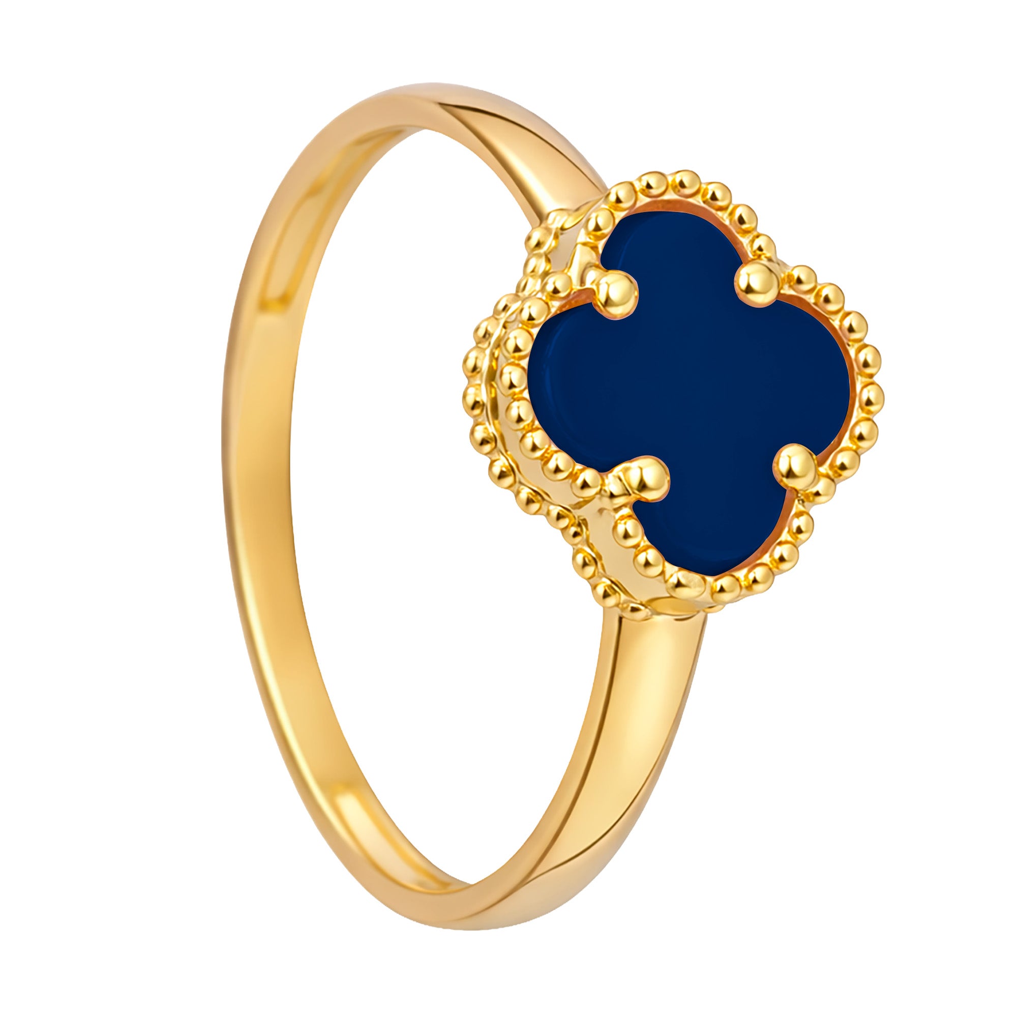Anillo Inspirado Van C Piedra Comprimida Azul Marino Oro 10K