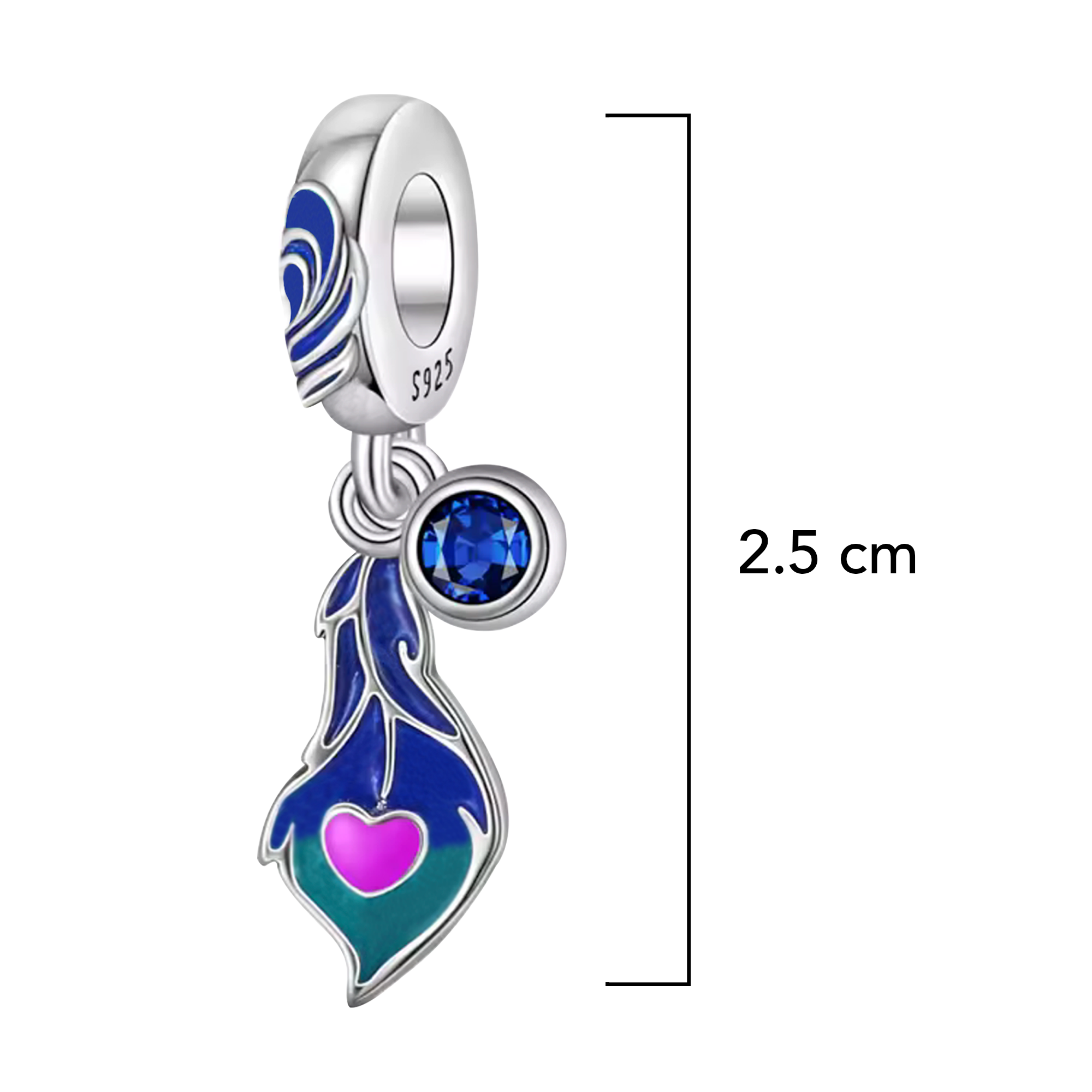 Charm Inspirado Pan 1:1 Pluma con Esmalte Plata .925