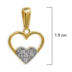 Dije Silueta de Corazón con Corazón de Circonias Oro 10K