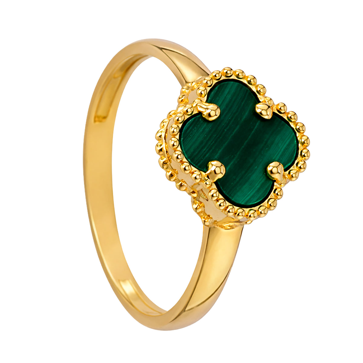 Anillo Inspirado Van C Piedra Comprimida Verde Oro 10K