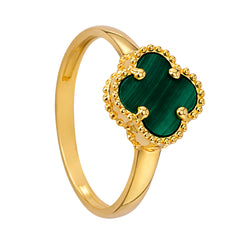 Anillo Inspirado Van C Piedra Comprimida Verde Oro 10K
