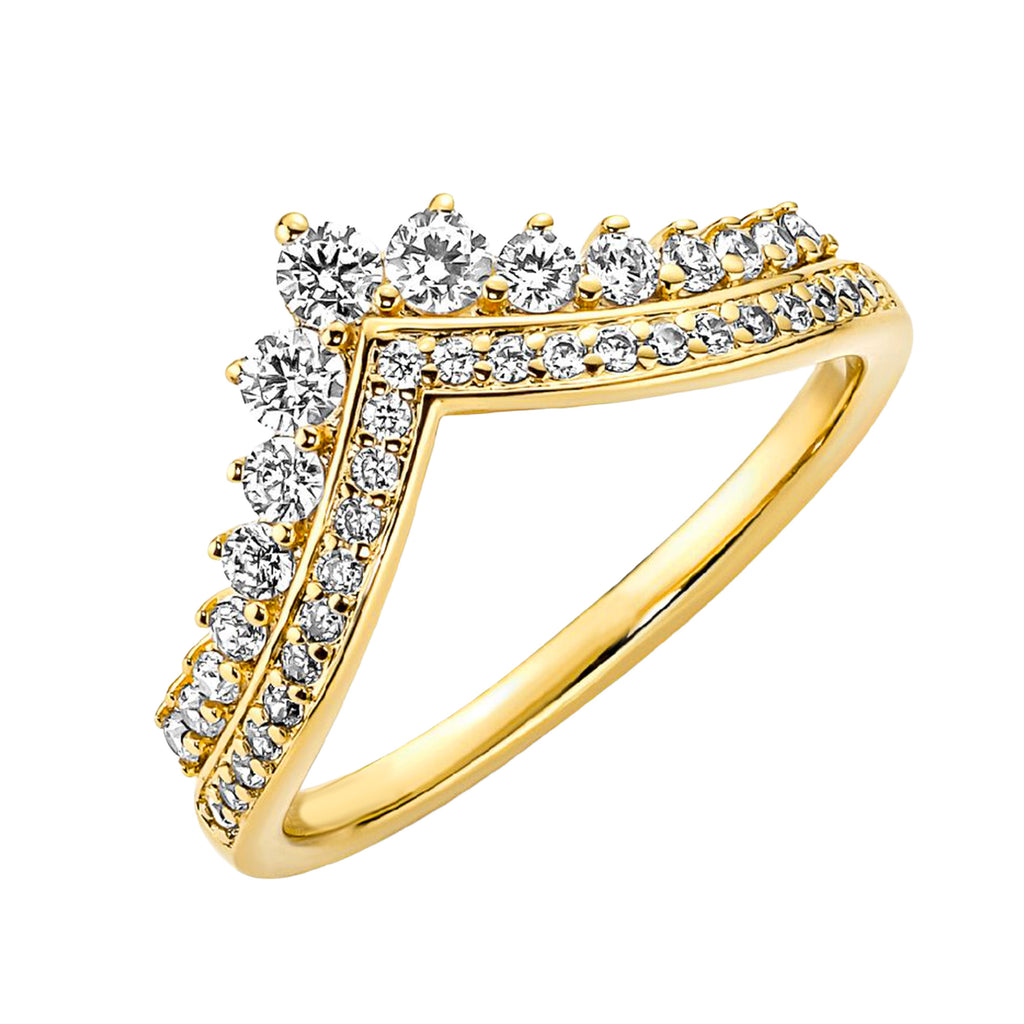 Anillo Inspirado Pan 1.1 Tiara de los Deseos Plata .925 con Baño de Oro 18k