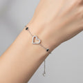 Pulsera Silueta de Corazon Con Circonias y Corazones Lisos Plata .925 con Baño de Rodio