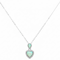 Collar Corazon con Micro Circonias y Ópalo Plata .925 con Baño de Rodio