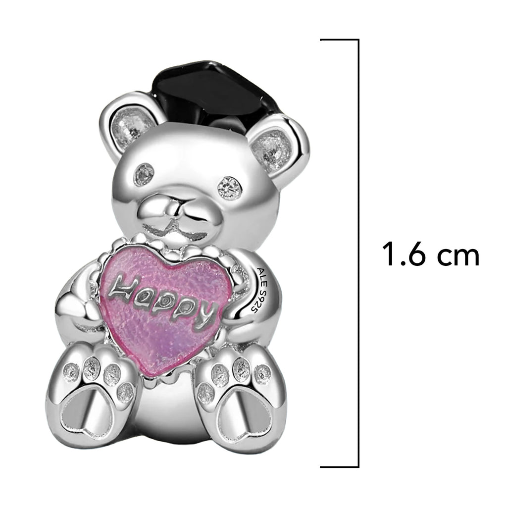 Charm Inspirado Pan 1:1 Oso Graduación, Plata .925