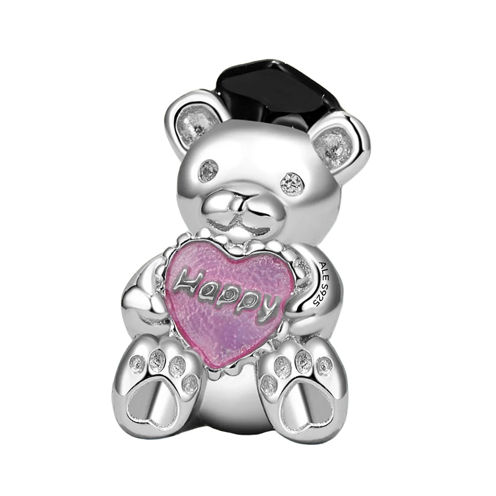 Charm Inspirado Pan 1:1 Oso Graduación, Plata .925