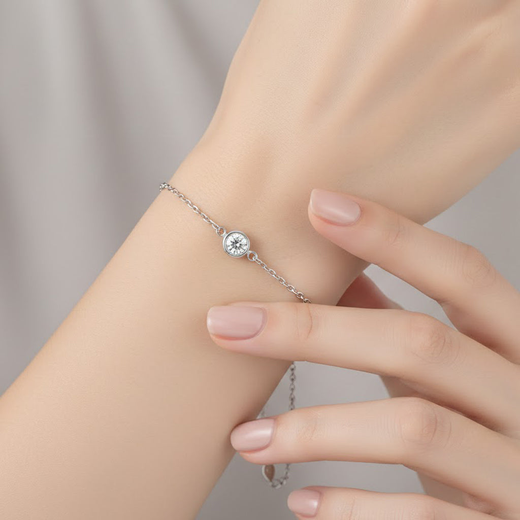 Pulsera Circonia Biselada Plata .925 con Baño de Rodio
