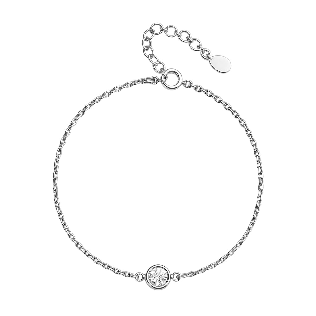 Pulsera Circonia Biselada Plata .925 con Baño de Rodio