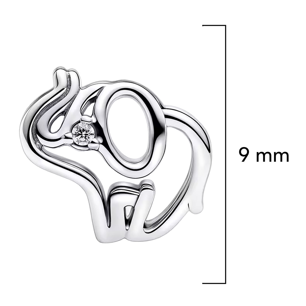 Charm Inspirado Pan 1:1 Elefante en Línea Chico, Plata .925