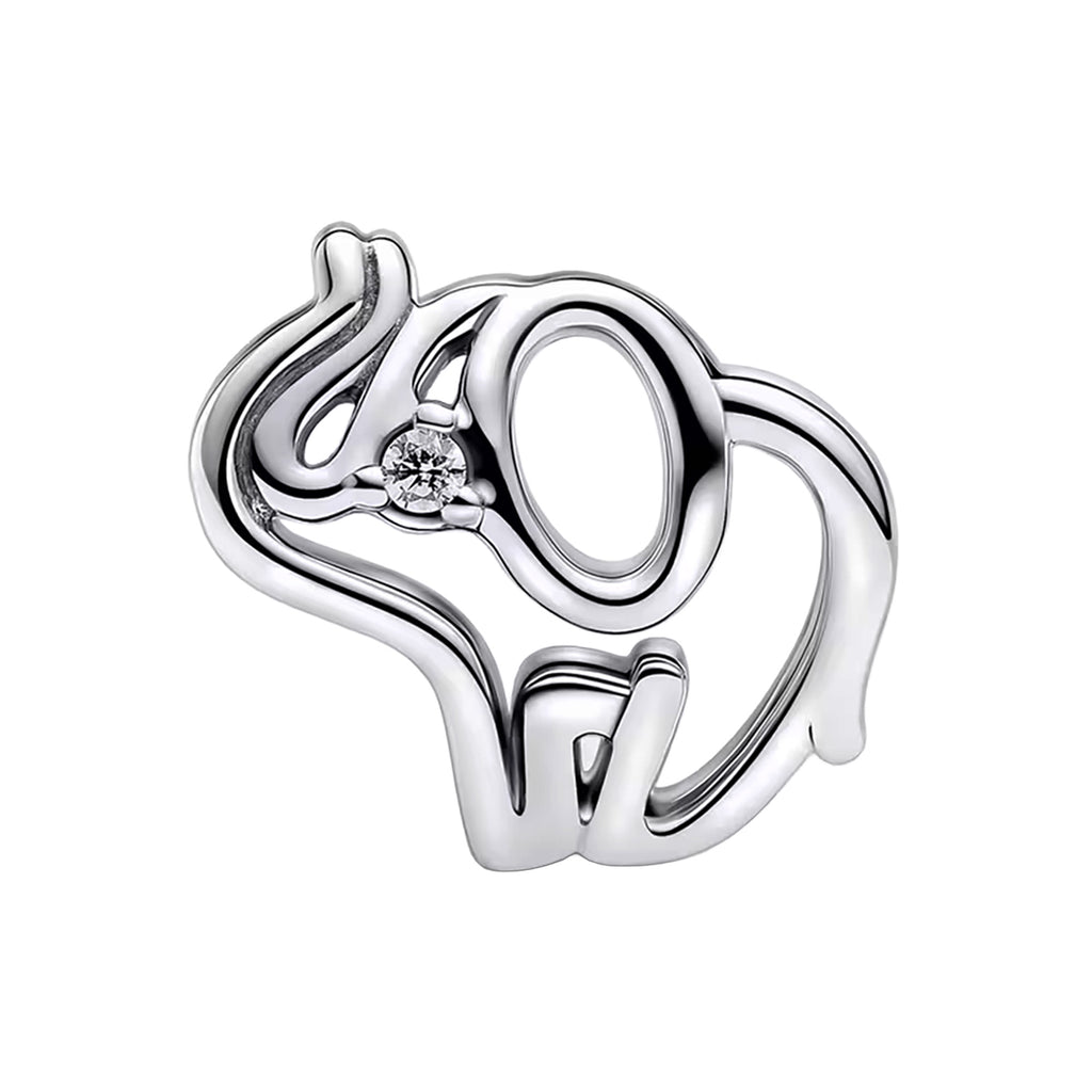 Charm Inspirado Pan 1:1 Elefante en Línea Chico, Plata .925