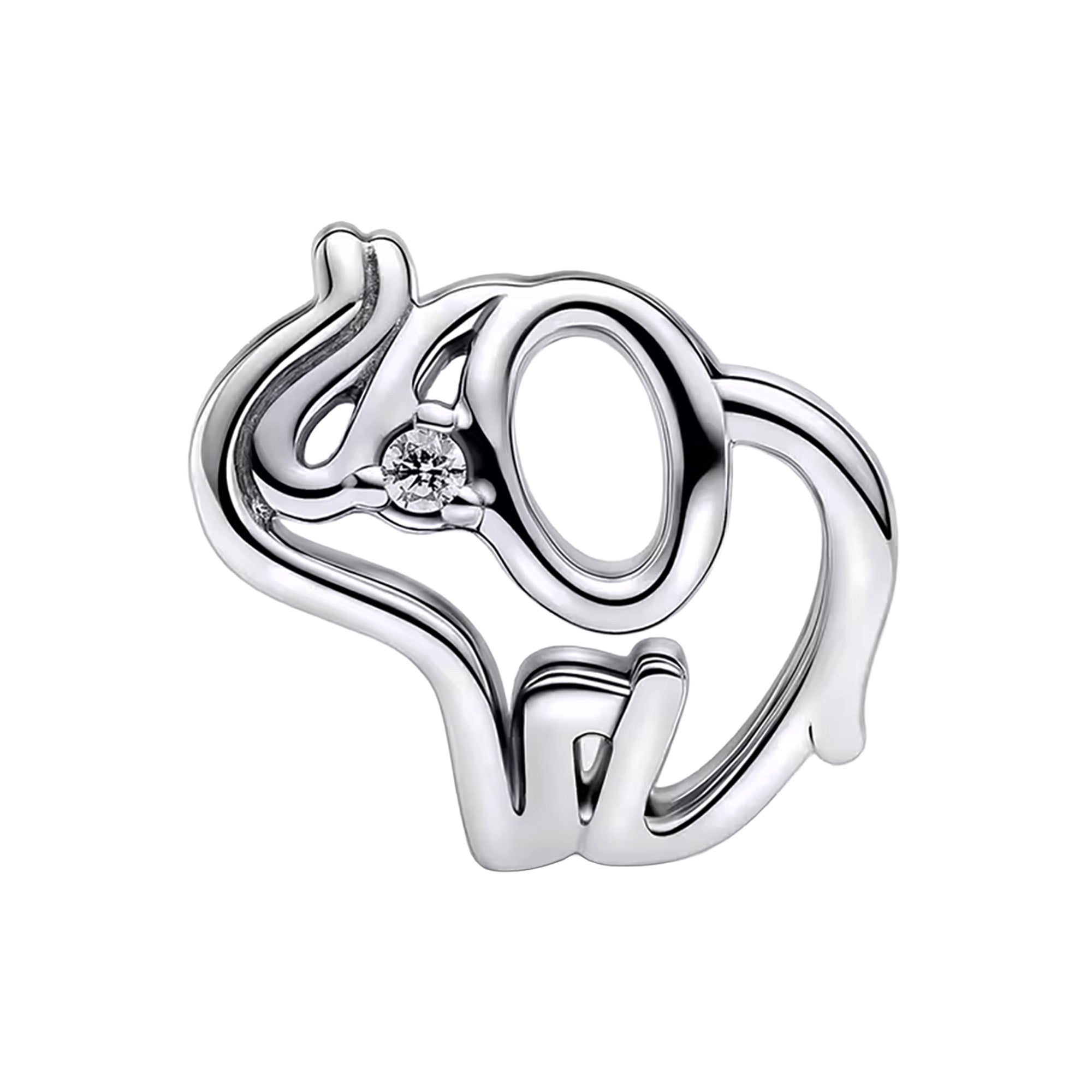 Charm Inspirado Pan 1:1 Elefante en Línea Chico, Plata .925