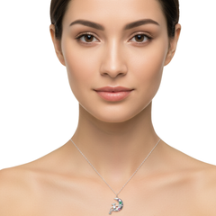 Collar Luna Love con Osito con Micro Circonias Multicolor Plata .925