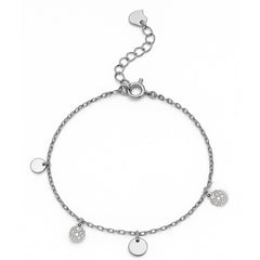 Pulsera de Circulos con Micro Circonias y Cadena Serpentina Plata .925 con Rodio