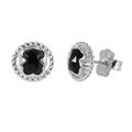 Broquel Inspirado Osos 1.1 Onix Circulo Torzal Plata .925 con Baño de Rodio