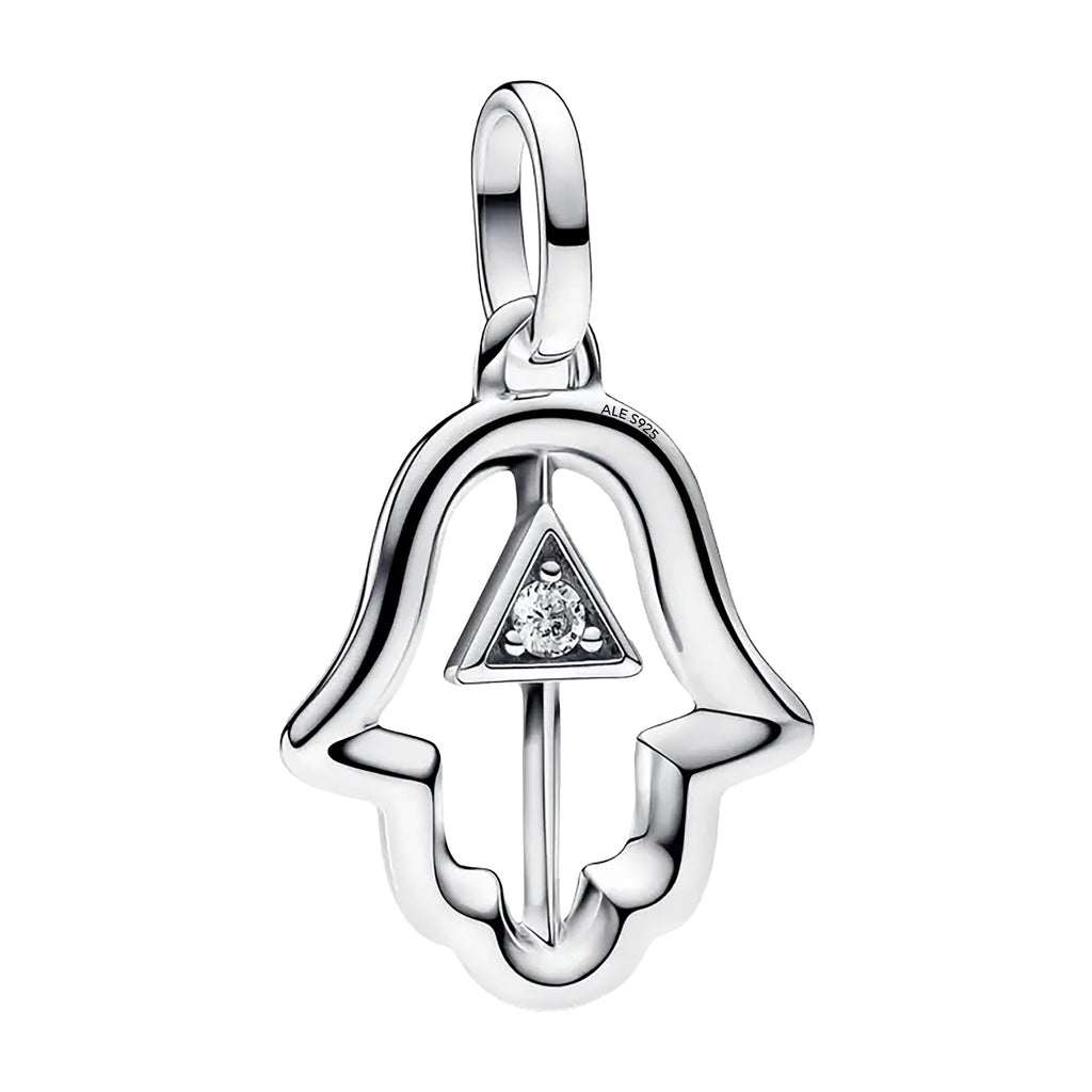 Charm Inspirado Pan 1:1 Mano de Fatima Grande Doble Cara, Plata .925