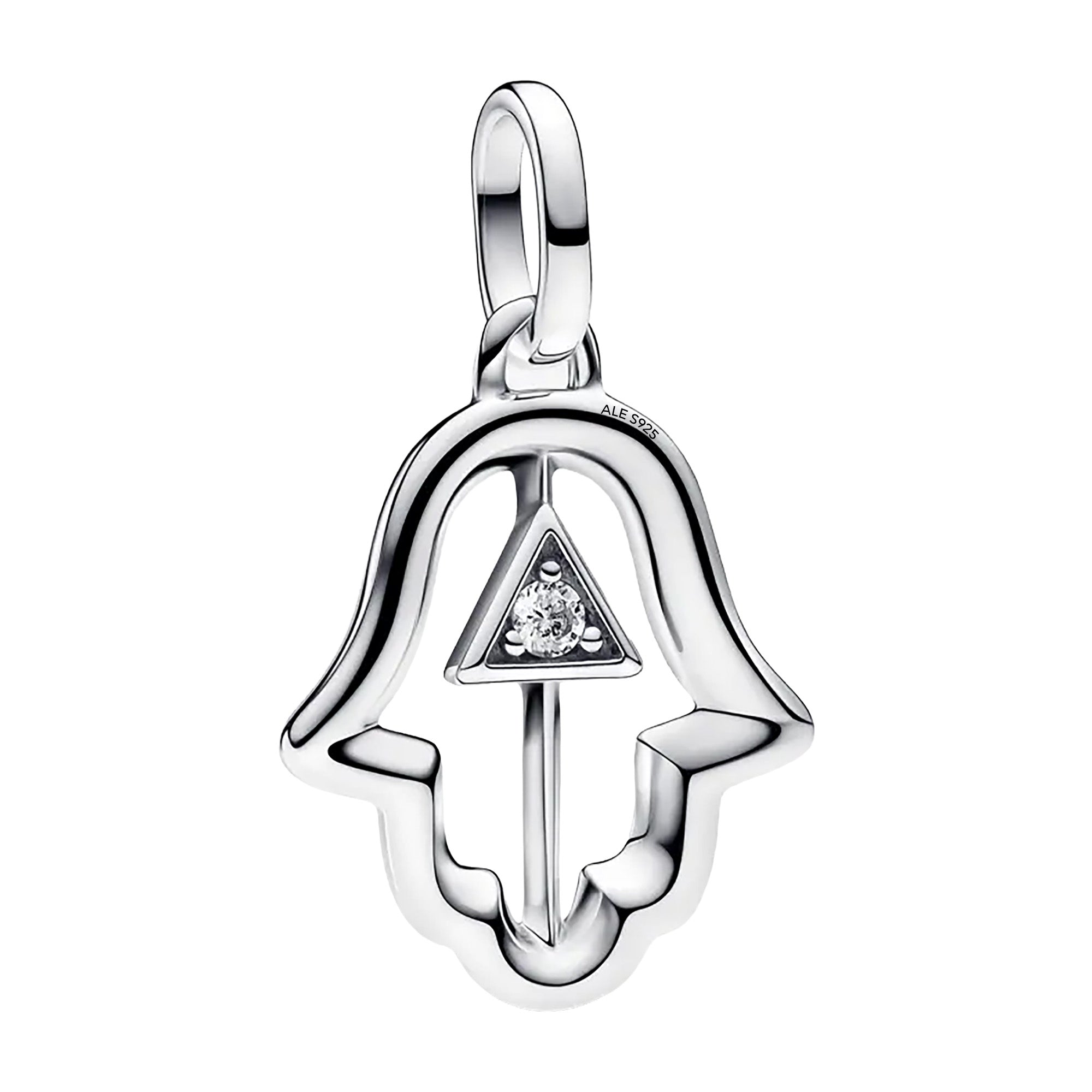 Charm Inspirado Pan 1:1 Mano de Fatima Grande Doble Cara, Plata .925