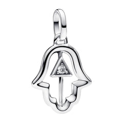 Charm Inspirado Pan 1:1 Mano de Fatima Grande Doble Cara, Plata .925