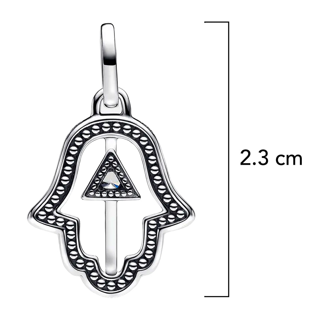 Charm Inspirado Pan 1:1 Mano de Fatima Grande Doble Cara, Plata .925