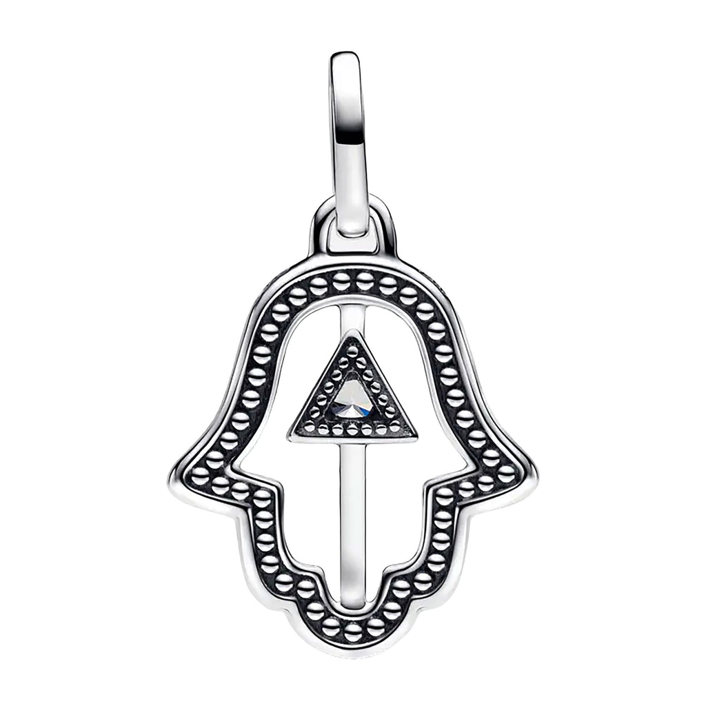 Charm Inspirado Pan 1:1 Mano de Fatima Grande Doble Cara, Plata .925