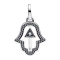 Charm Inspirado Pan 1:1 Mano de Fatima Grande Doble Cara, Plata .925