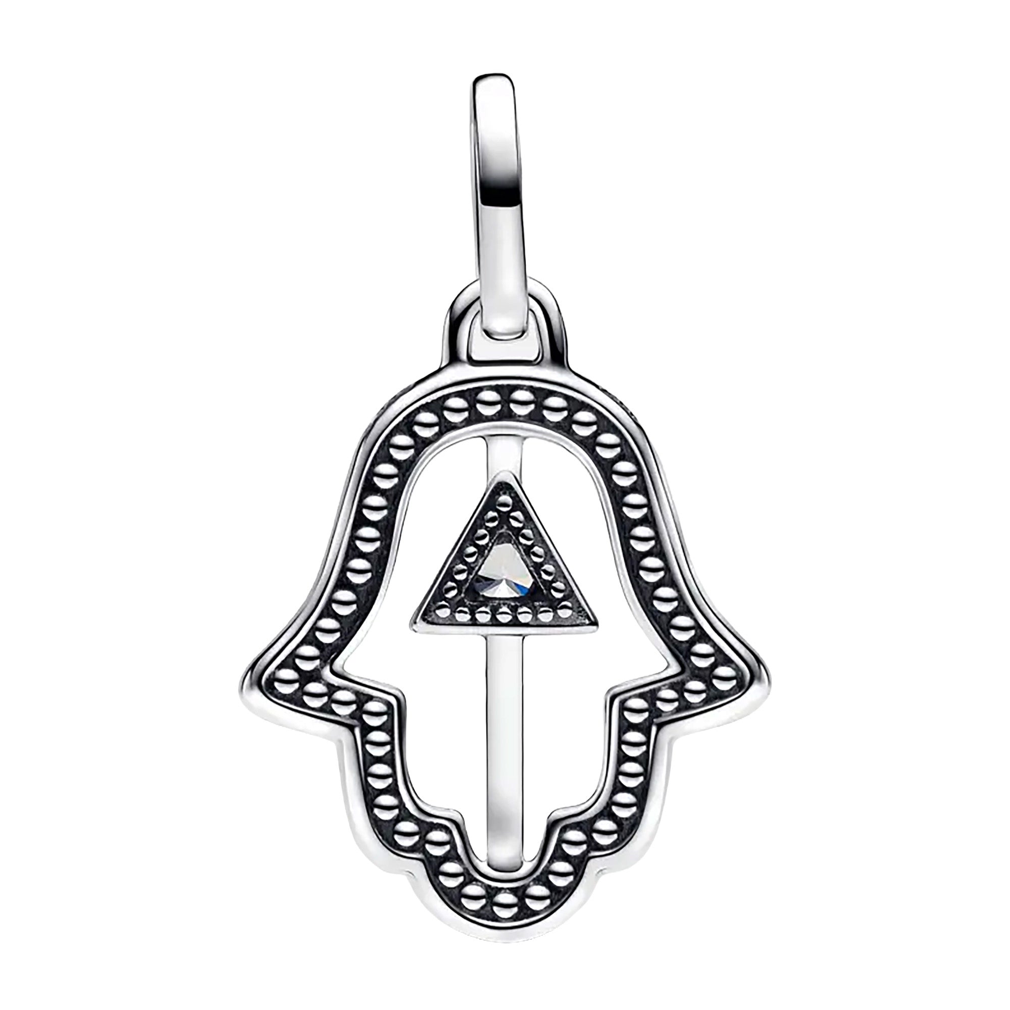 Charm Inspirado Pan 1:1 Mano de Fatima Grande Doble Cara, Plata .925