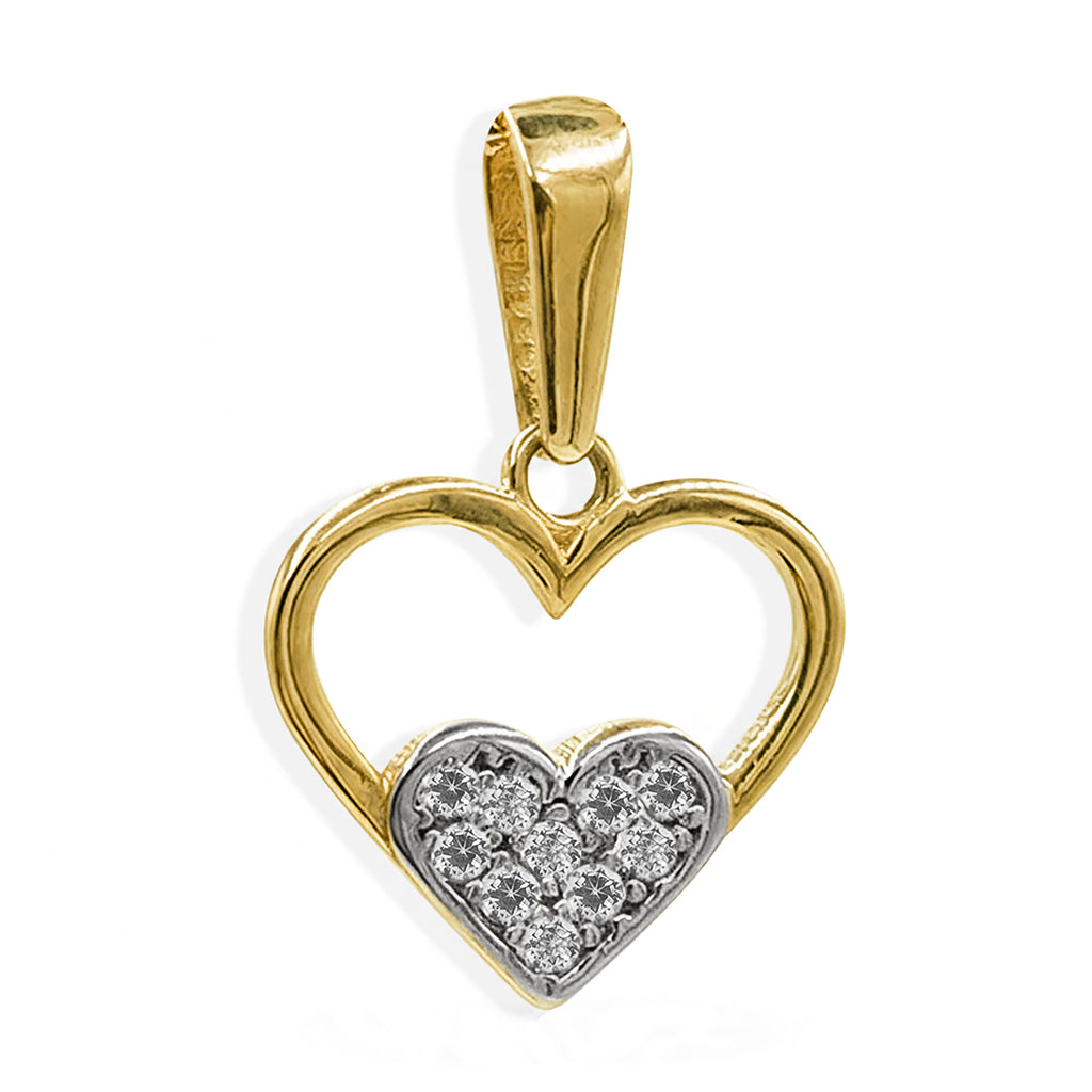 Dije Silueta de Corazón con Corazón de Circonias Oro 10K