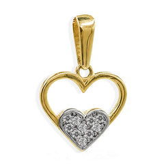 Dije Silueta de Corazón con Corazón de Circonias Oro 10K