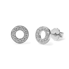 Broquel Silueta de Círculo con Circonias Plata .925 con Rodio