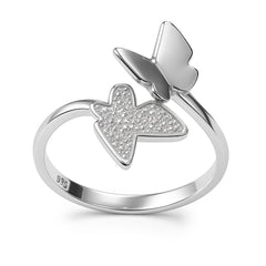 Anillo Doble Mariposa con Micro Circonias Plata .925