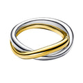 Anillo Inspirado Pan 1.1 Doble Liso Dos Tonos Plata .925 y Plata .925 con Baño de Oro 18k