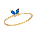 Anillo Circonias Mariposa Azul Oro 10K