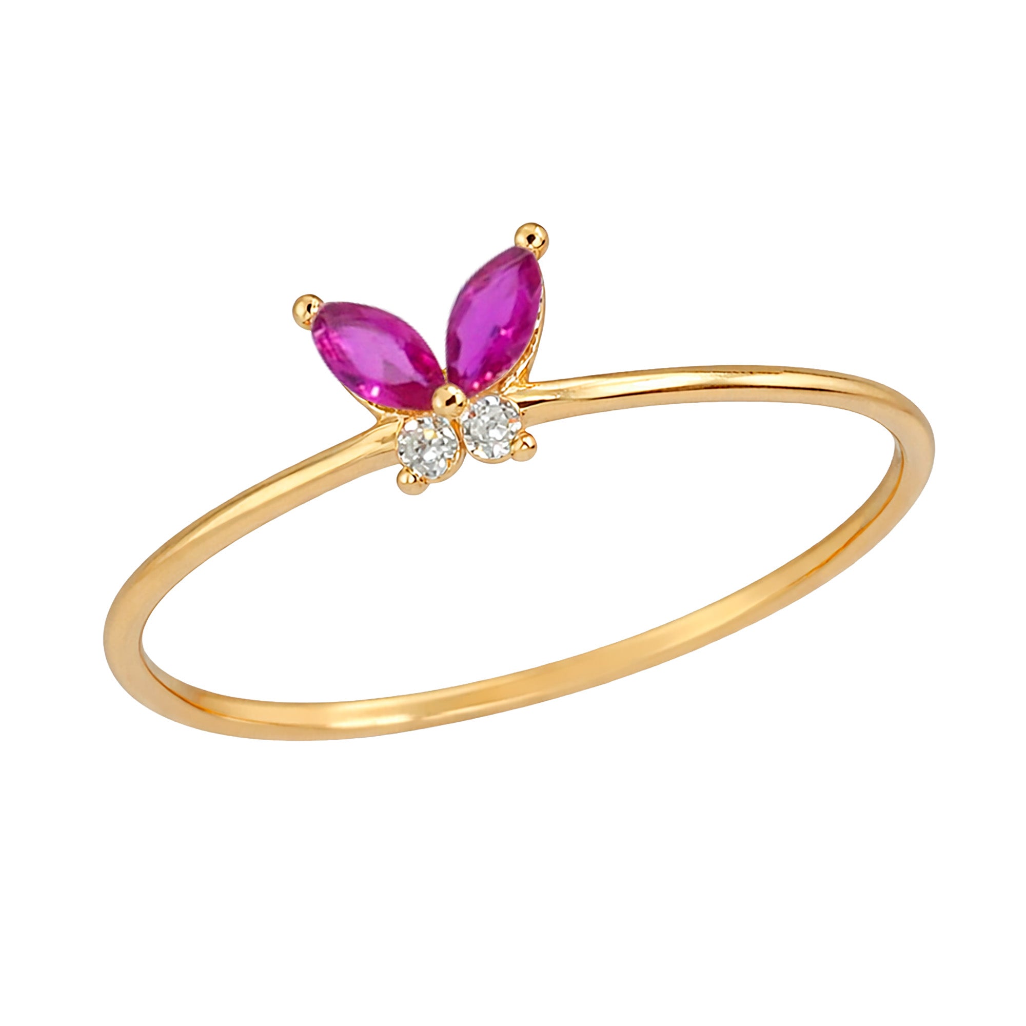 Anillo Circonias Mariposa Oro 10K