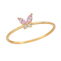 Anillo Circonias Mariposa Rosa Oro 10K