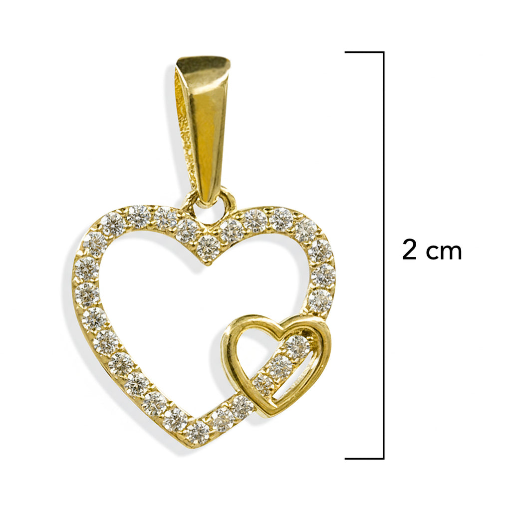 Dije Corazón Entrelazados de Circonias y Lisos Oro 10K